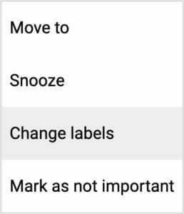 Move to snooze change labels mark as important screenshot 1.