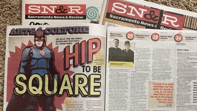 Sacramento News & Review papers with one open to a page with the headline Hip to be Square