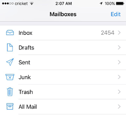 Mailboxes on an iphone.