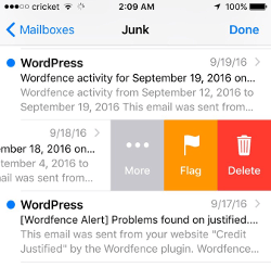 A screenshot of the wordpress app on an iphone.