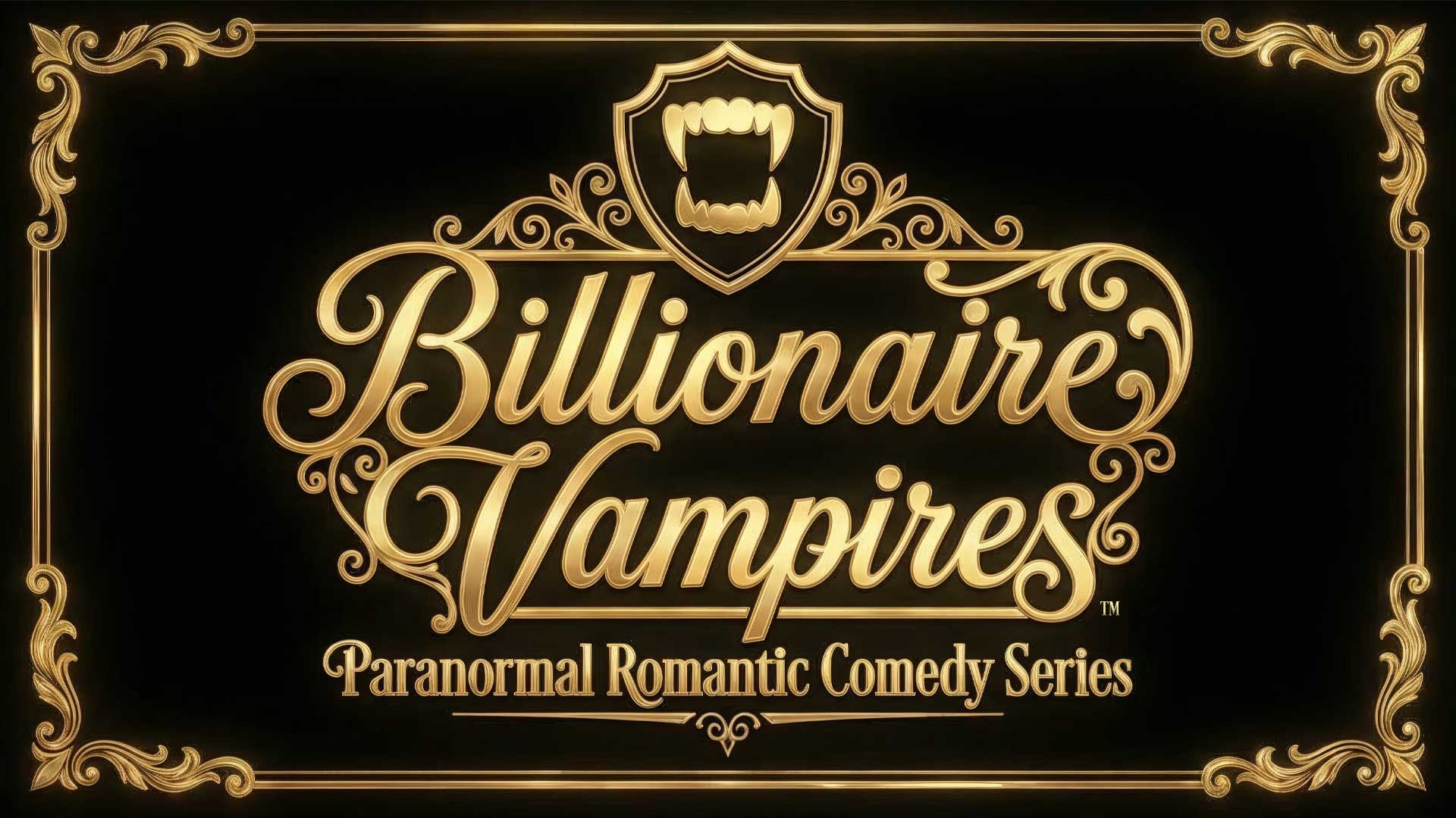 A gold text on a black background.